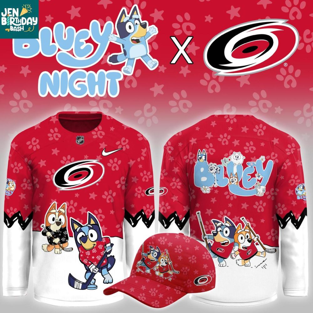Carolina Hurricanes Bluey Christmas Night 2025 Gameday Personalized Hockey Jersey