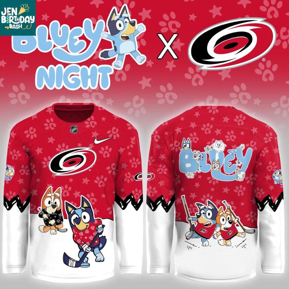 Carolina Hurricanes Bluey Christmas Night 2025 Gameday Personalized Hockey Jersey