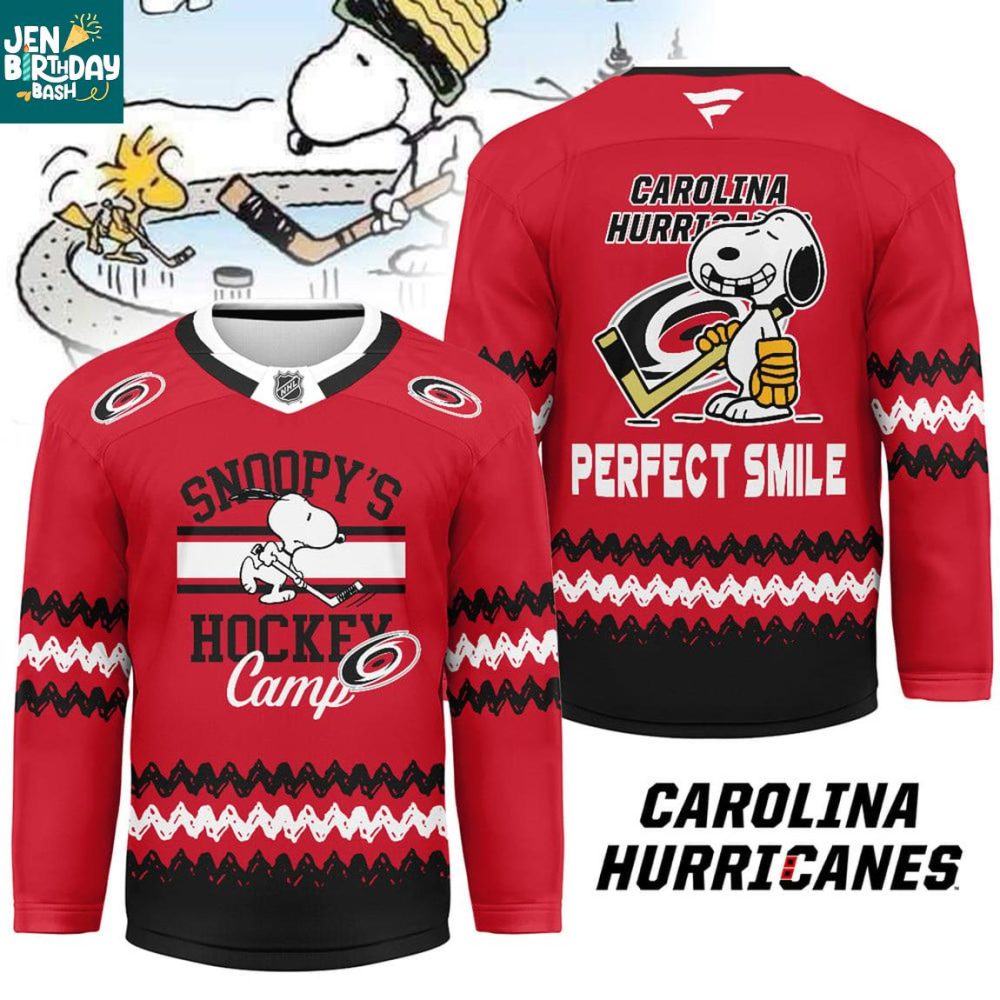 Carolina Hurricanes Snoopy Peanuts Camps 2026 Personalized Hockey Jersey