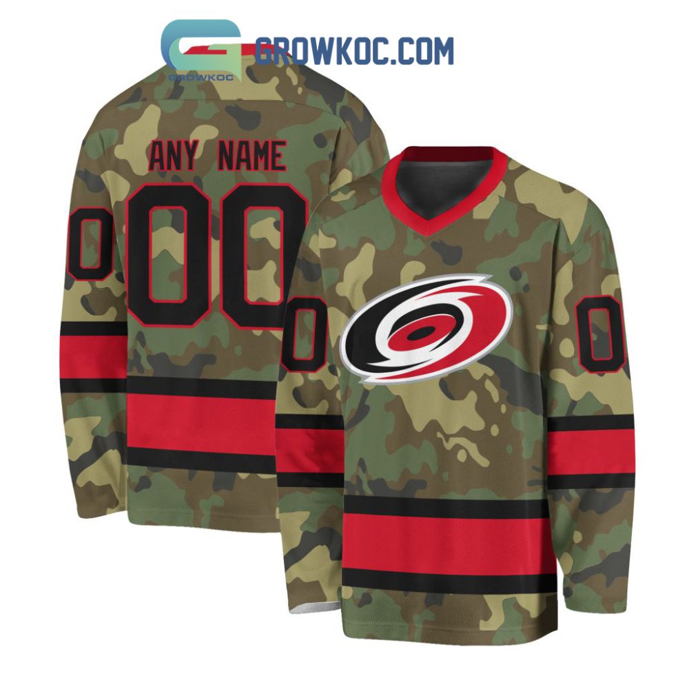 Carolina Hurricanes Special Camo Veteran Design Personalized Hockey Jersey