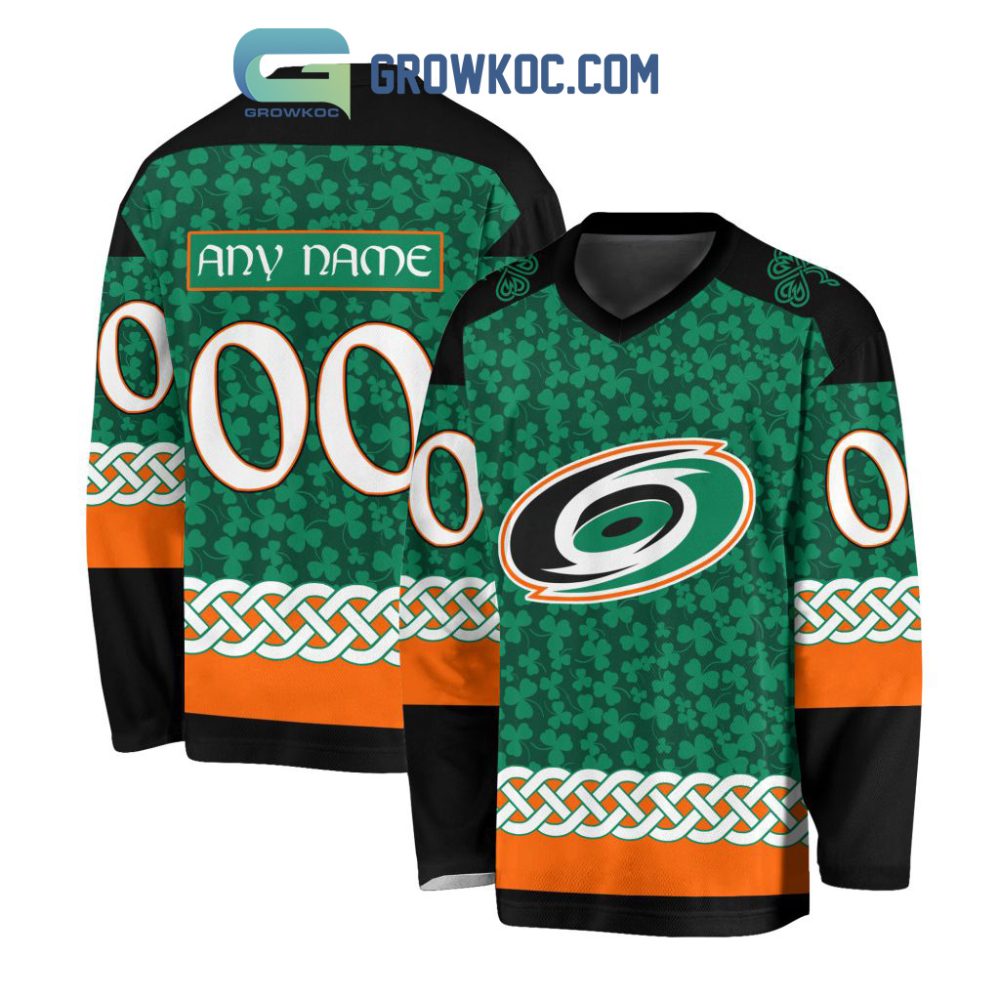 Carolina Hurricanes St.Patrick'S Day Personalized Long Sleeve Hockey Jersey