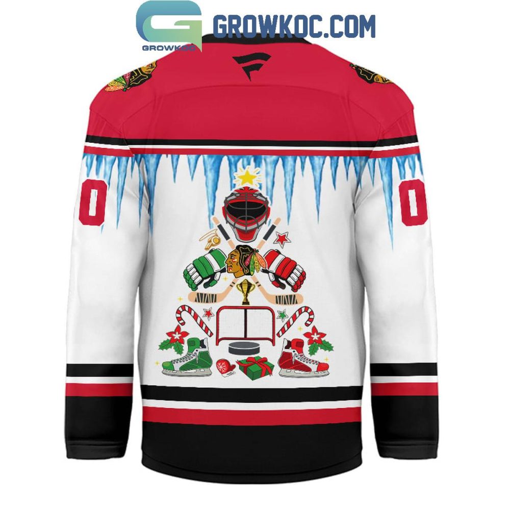 Chicago Blackhawks Christmas Tree Custom Hockey Jersey