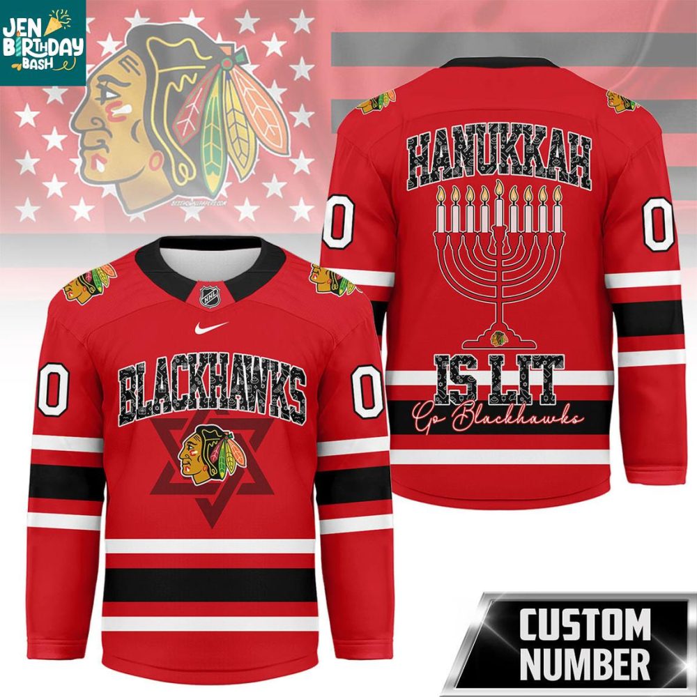 Chicago Blackhawks Happy Hanukkah 2025 Personalized Hockey Jersey