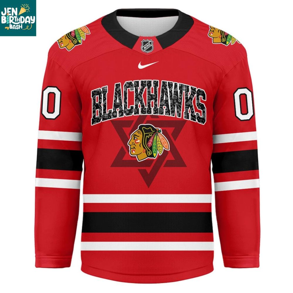 Chicago Blackhawks Happy Hanukkah 2025 Personalized Hockey Jersey