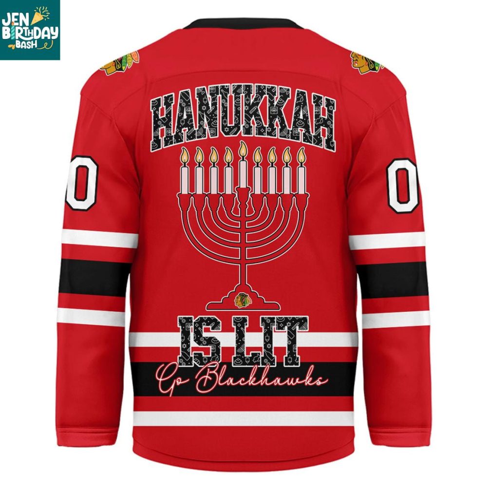 Chicago Blackhawks Happy Hanukkah 2025 Personalized Hockey Jersey