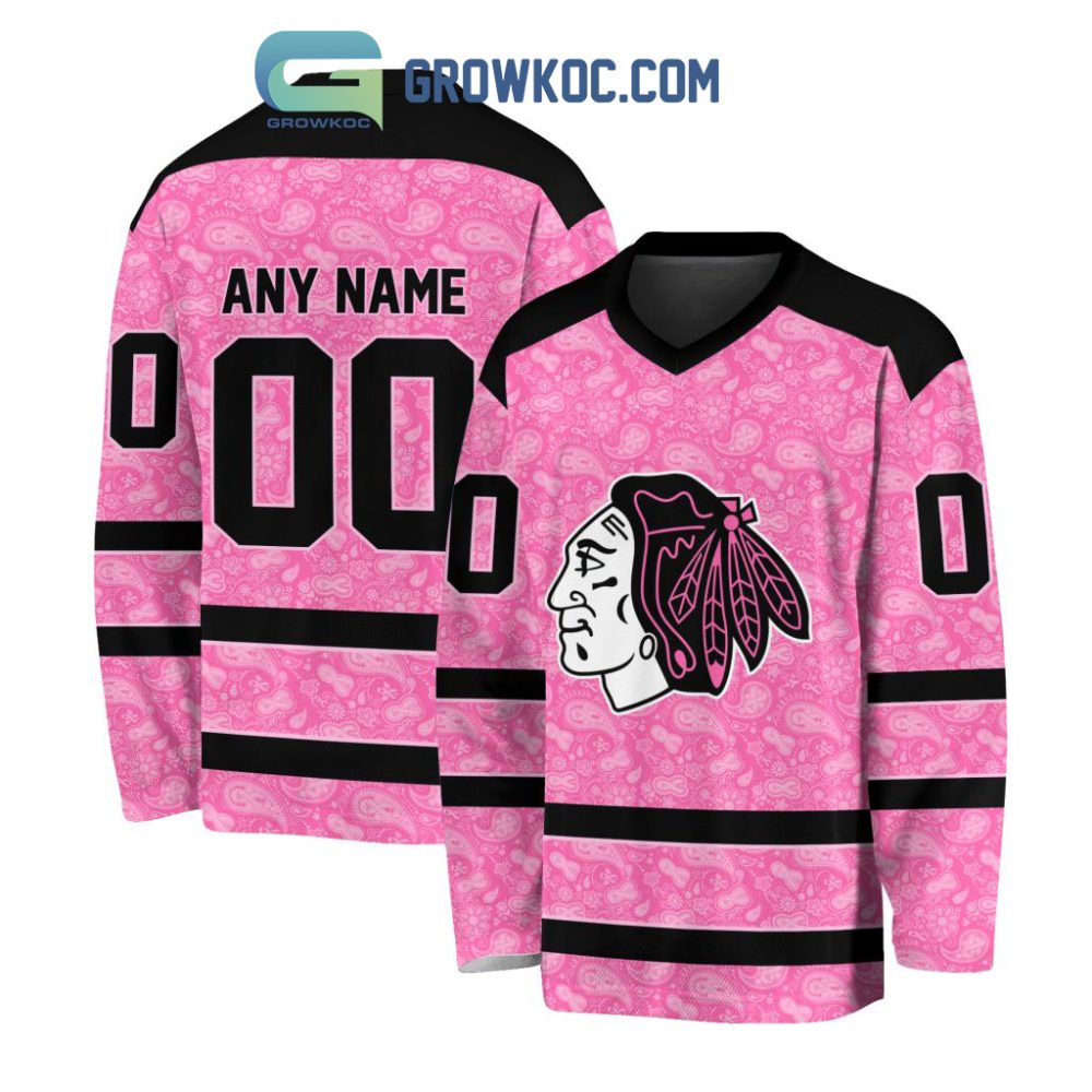 Chicago Blackhawks Nhl Special Pink Breast Cancer Hockey Jersey Long Sleeve