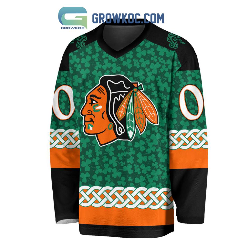 Chicago Blackhawks St.Patrick'S Day Personalized Long Sleeve Hockey Jersey
