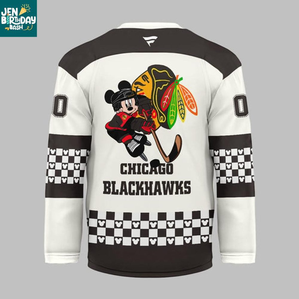 Chicago Blackhawks X Disney Mickey 2026 Crossover Personalized Hockey Jersey