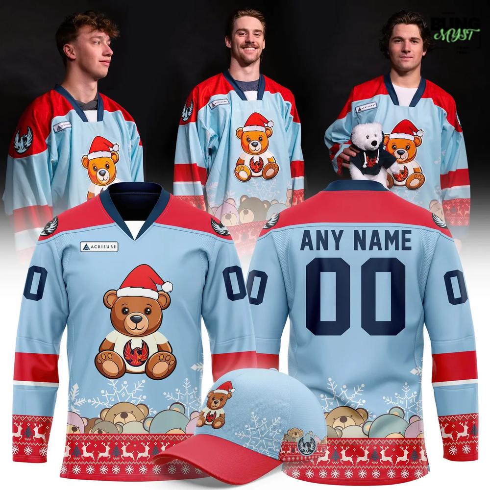 Coachella Valley Firebirds Teddy Bear Toss Christmas Hockey Jersey