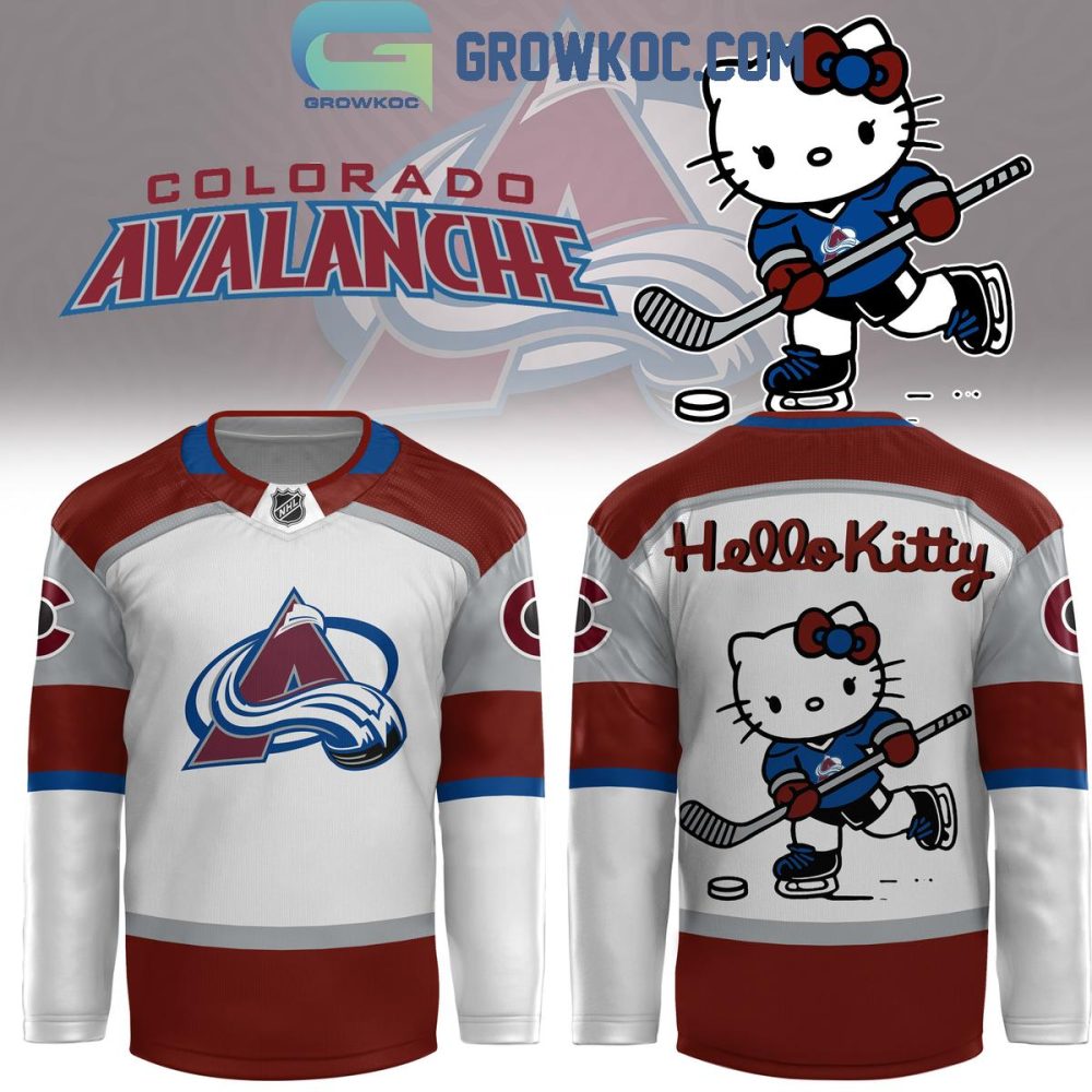 Colorado Avalanche Celebrating Hello Kitty 50Th Anniversary Hockey Jersey
