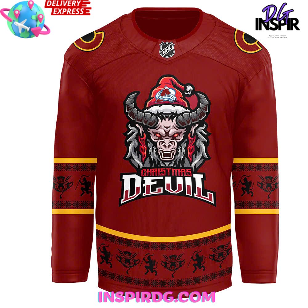 Colorado Avalanche Christmas Devil Krampus Holiday Hockey Jersey