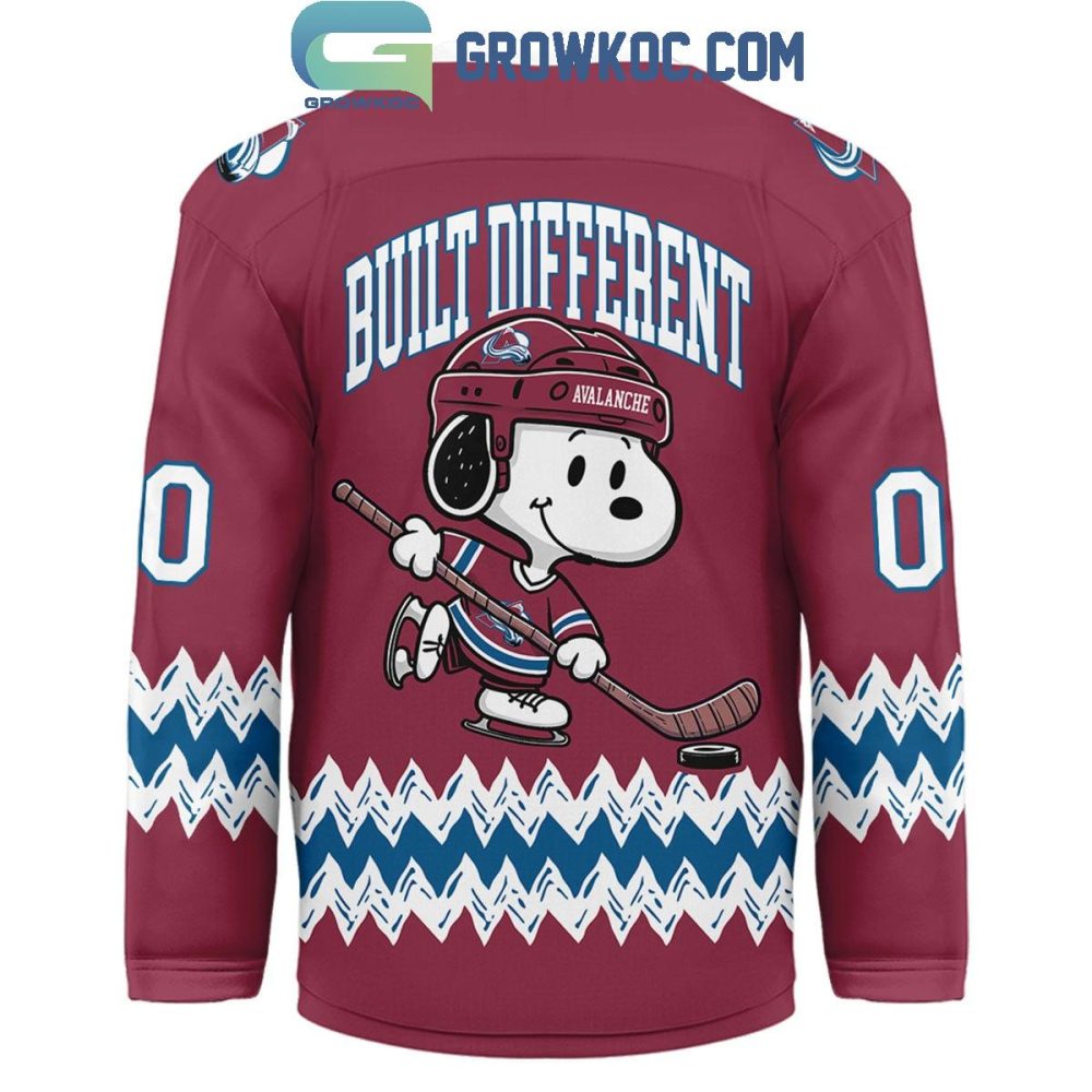 Colorado Avalanche Snoopy Peanuts Built Different Hockey Jersey