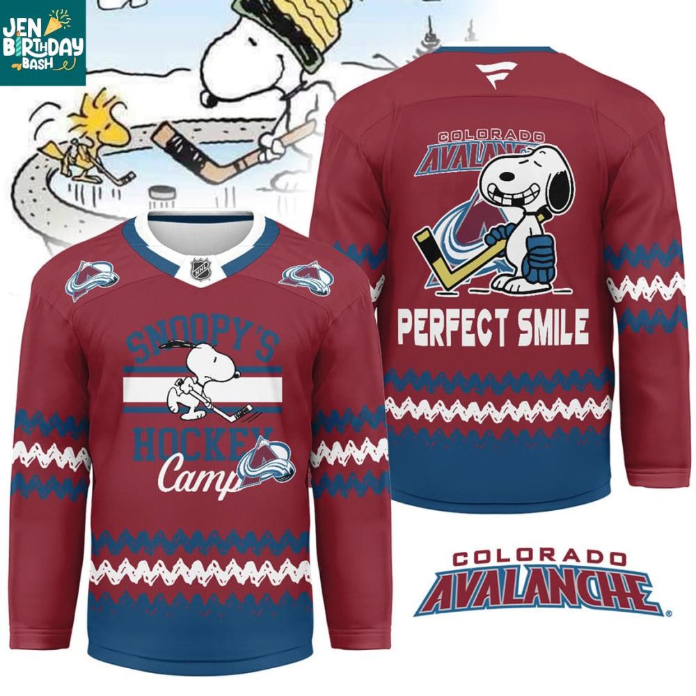 Colorado Avalanche Snoopy Peanuts Camps 2026 Personalized Hockey Jersey