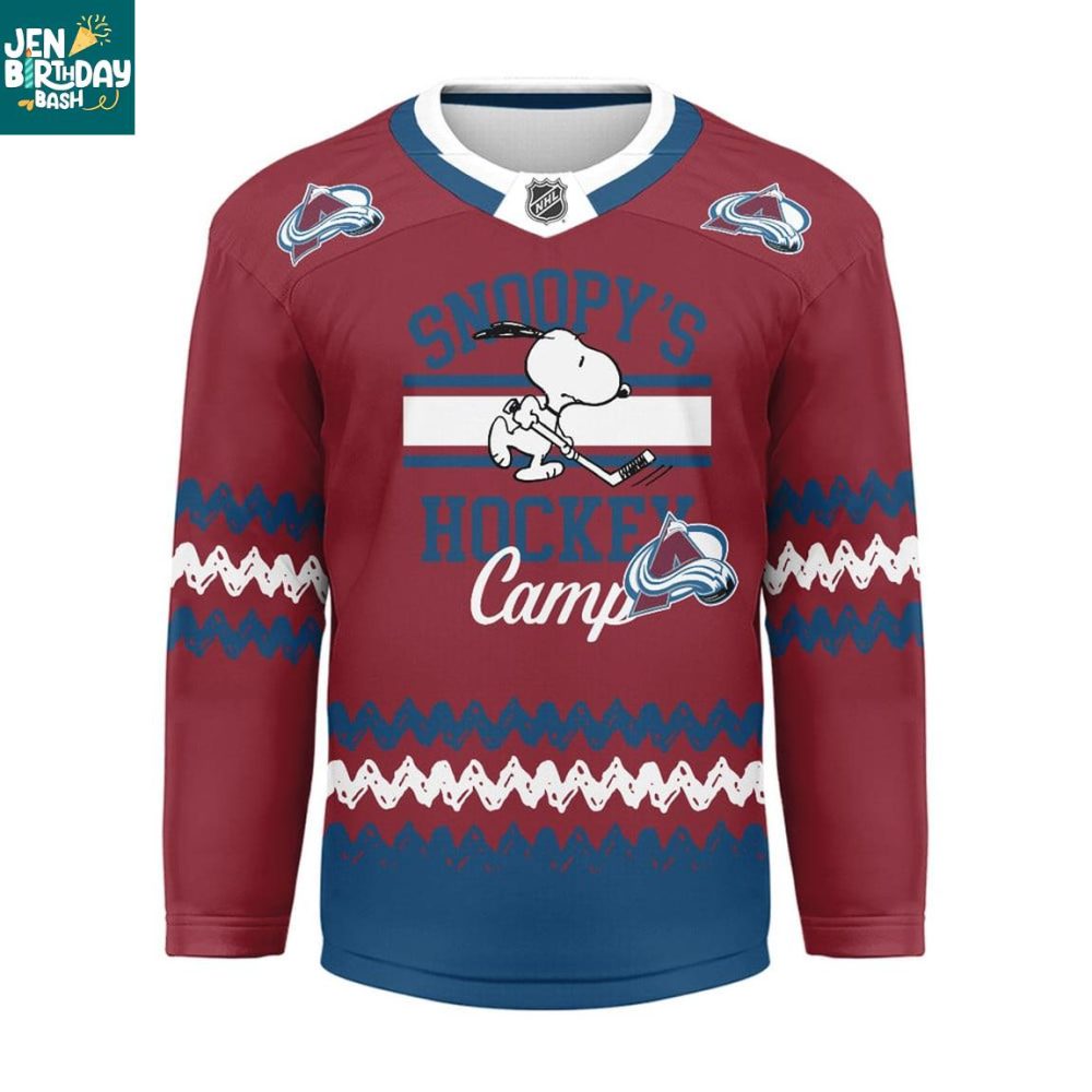 Colorado Avalanche Snoopy Peanuts Camps 2026 Personalized Hockey Jersey