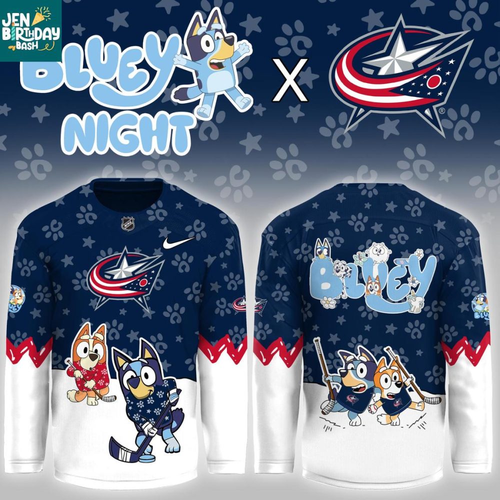 Columbus Blue Jackets Bluey Christmas Night 2025 Gameday Personalized Hockey Jersey