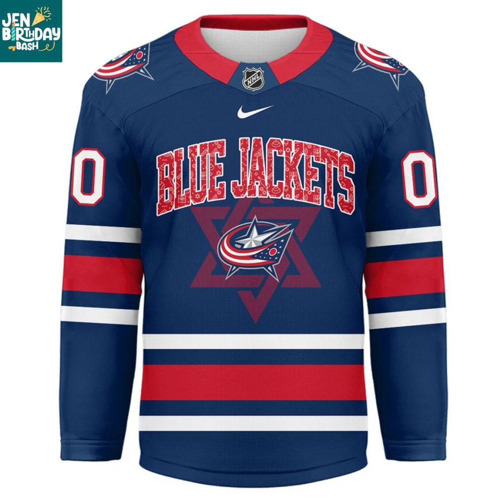 Columbus Blue Jackets Happy Hanukkah 2025 Personalized Hockey Jersey