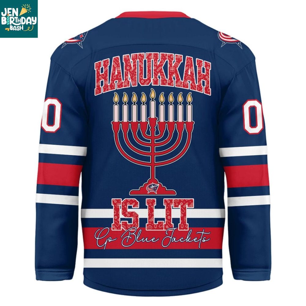 Columbus Blue Jackets Happy Hanukkah 2025 Personalized Hockey Jersey
