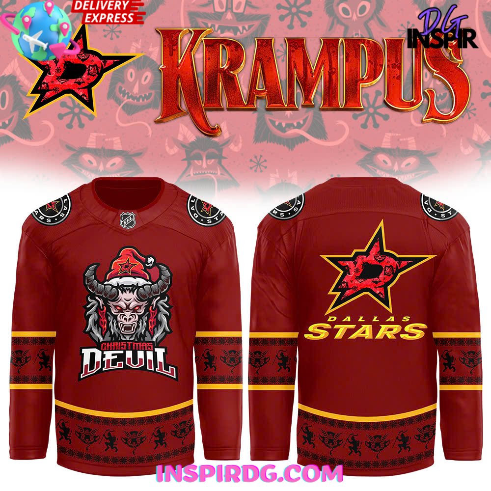 Dallas Stars Christmas Devil Krampus Holiday Hockey Jersey