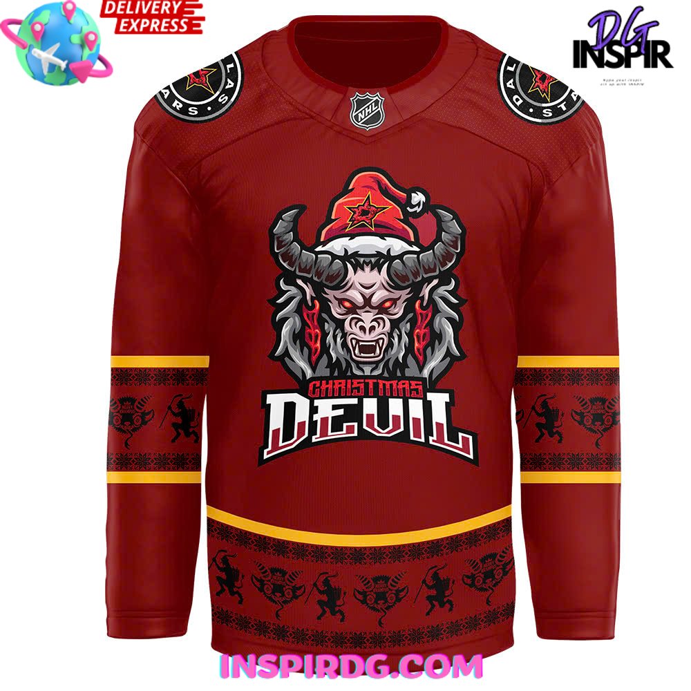 Dallas Stars Christmas Devil Krampus Holiday Hockey Jersey
