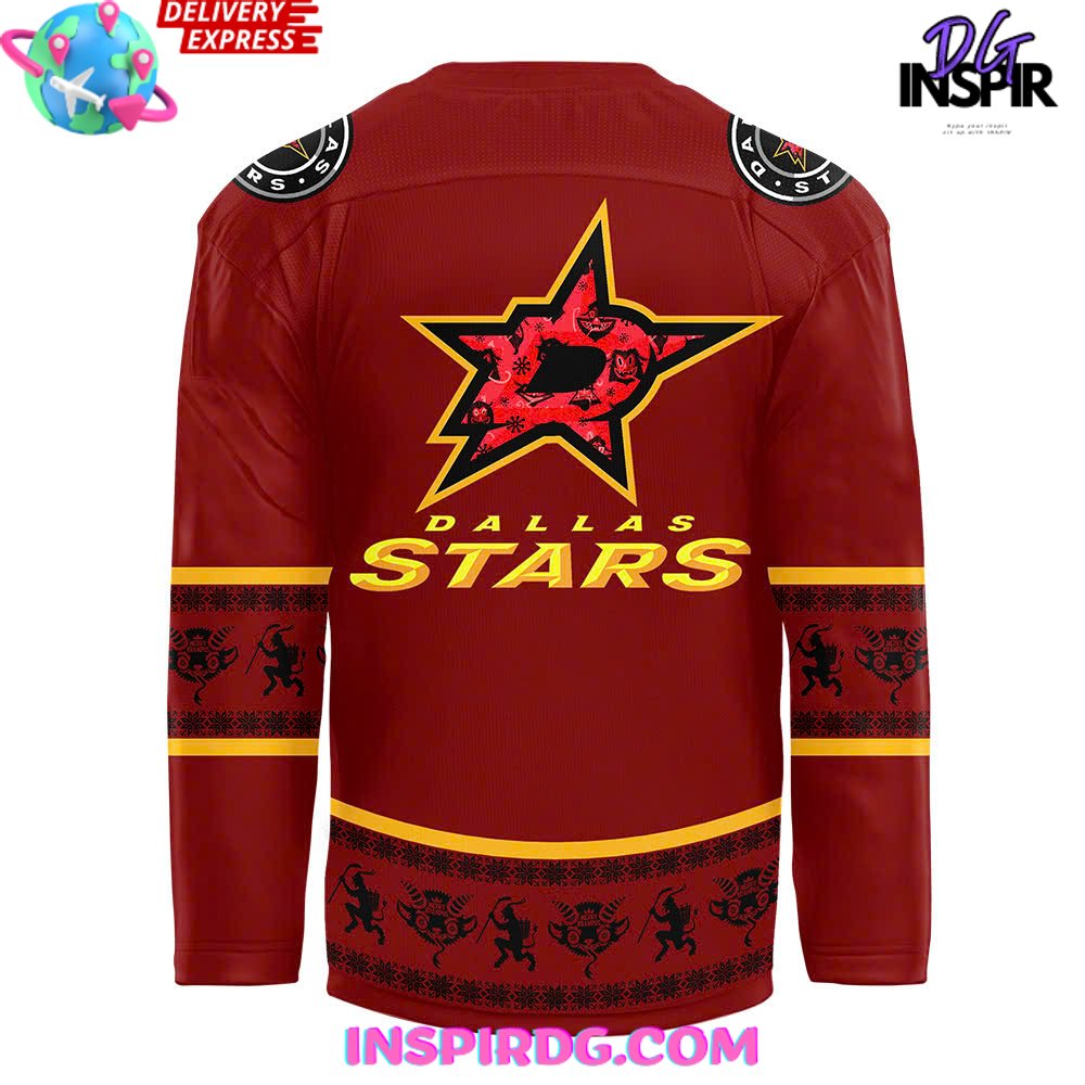 Dallas Stars Christmas Devil Krampus Holiday Hockey Jersey