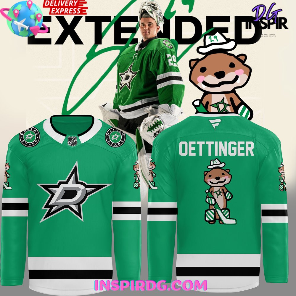 Dallas Stars Oettinger White Away Special Green Hockey Jersey