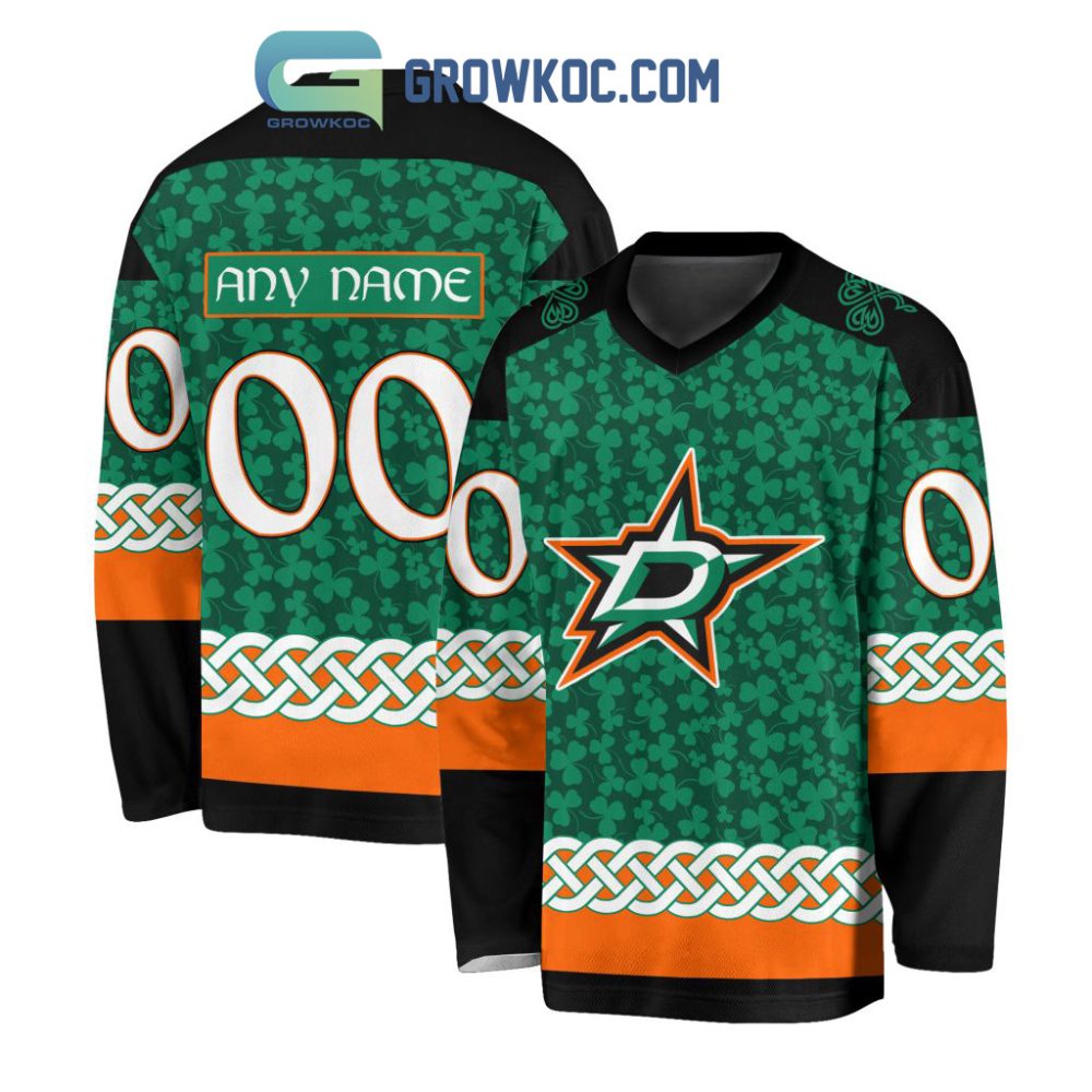 Dallas Stars St.Patrick'S Day Personalized Long Sleeve Hockey Jersey