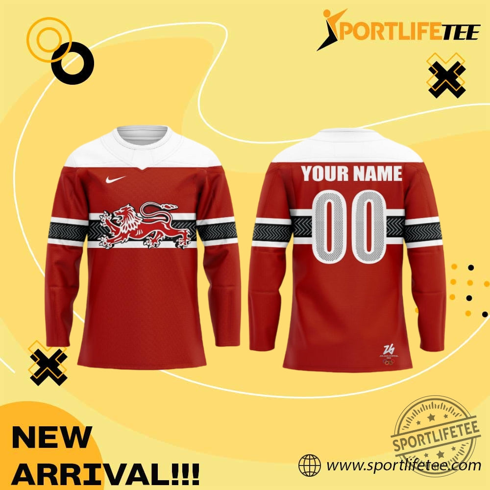 Denmark Team 2026 Olympic Red Lion Heart Hockey Jersey