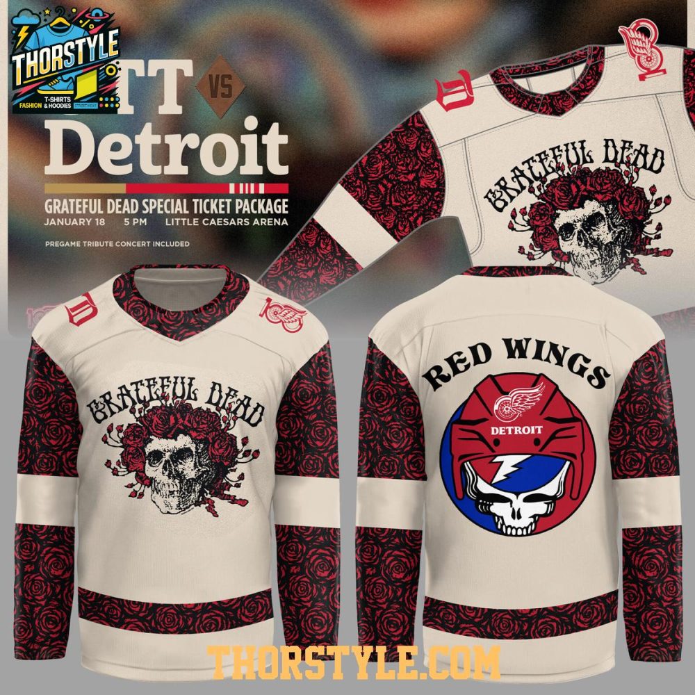 Detroit Red Wings Grateful Dead 1965-2025 Personalized Hockey Jersey