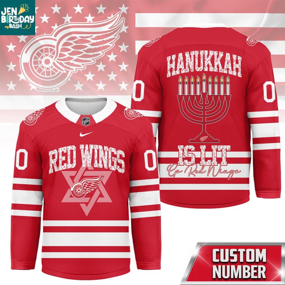 Detroit Red Wings Happy Hanukkah 2025 Personalized Hockey Jersey