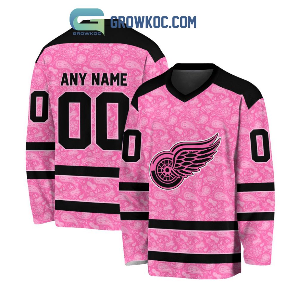 Detroit Red Wings Nhl Special Pink Breast Cancer Hockey Jersey Long Sleeve