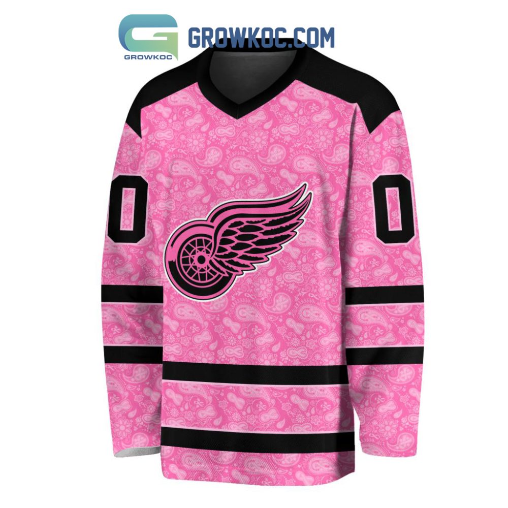 Detroit Red Wings Nhl Special Pink Breast Cancer Hockey Jersey Long Sleeve