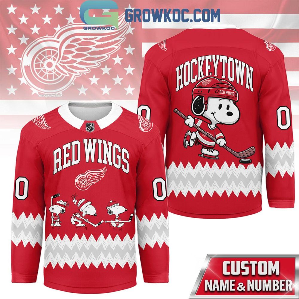 Detroit Red Wings Snoopy Peanuts Hockeytown Hockey Jersey