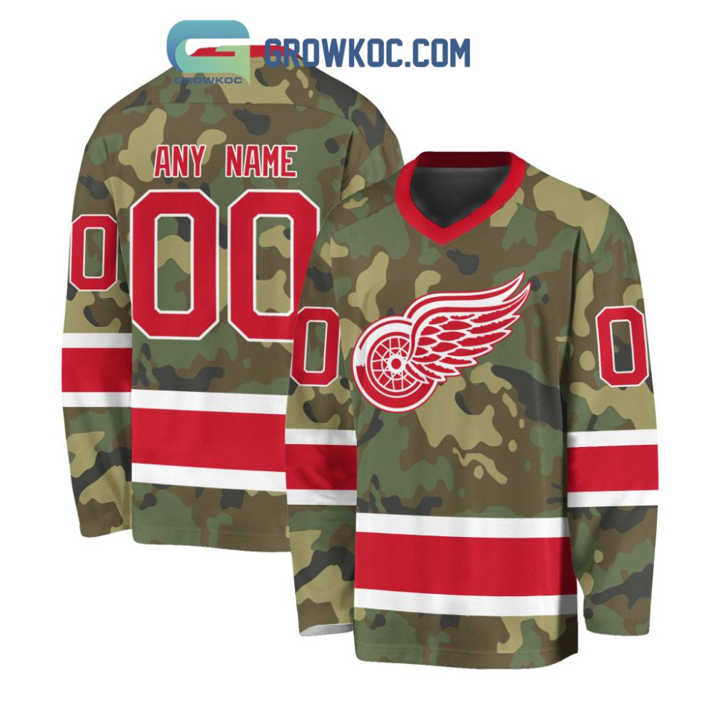 Detroit Red Wings Special Camo Veteran Design Personalized Hockey Jersey