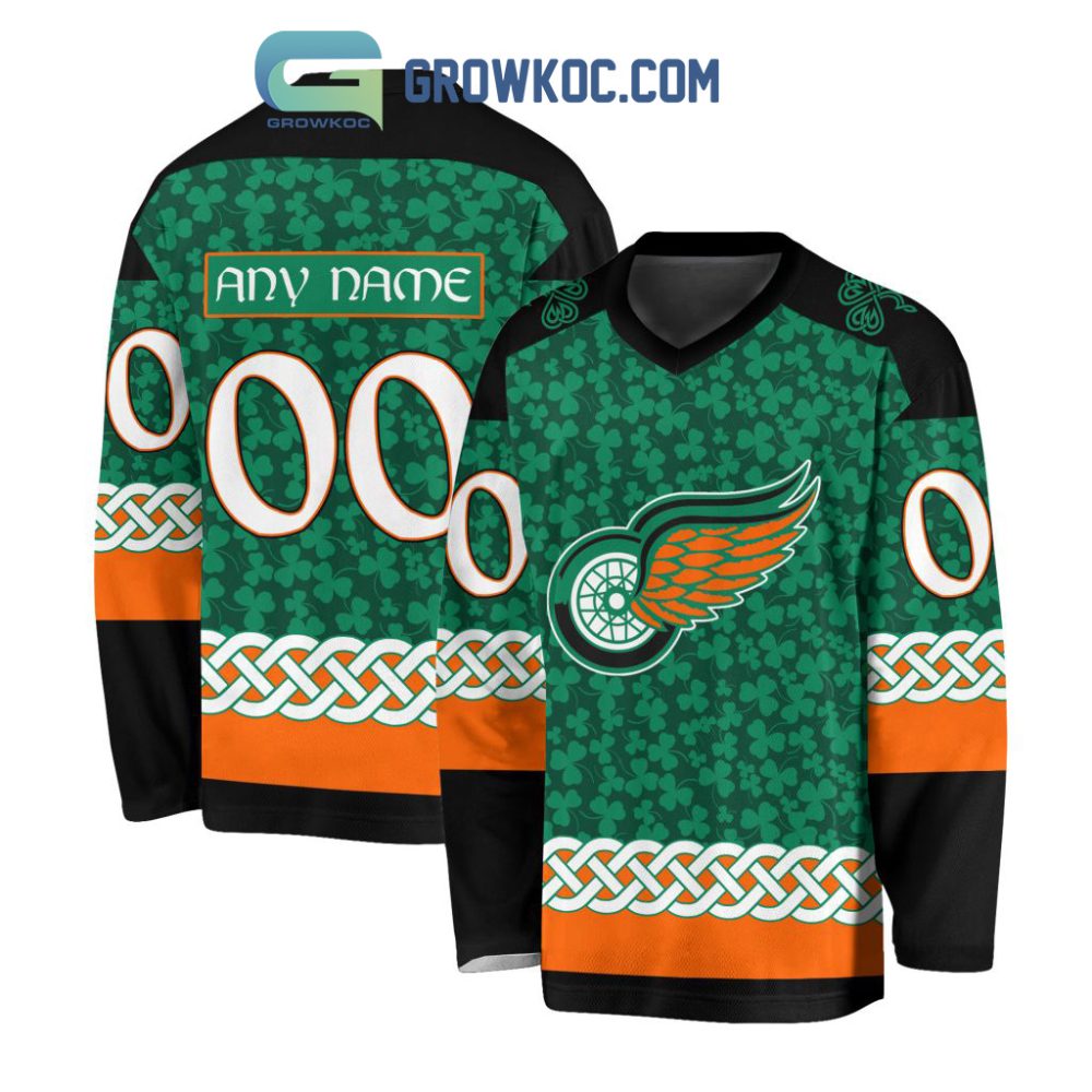 Detroit Red Wings St.Patrick'S Day Personalized Long Sleeve Hockey Jersey