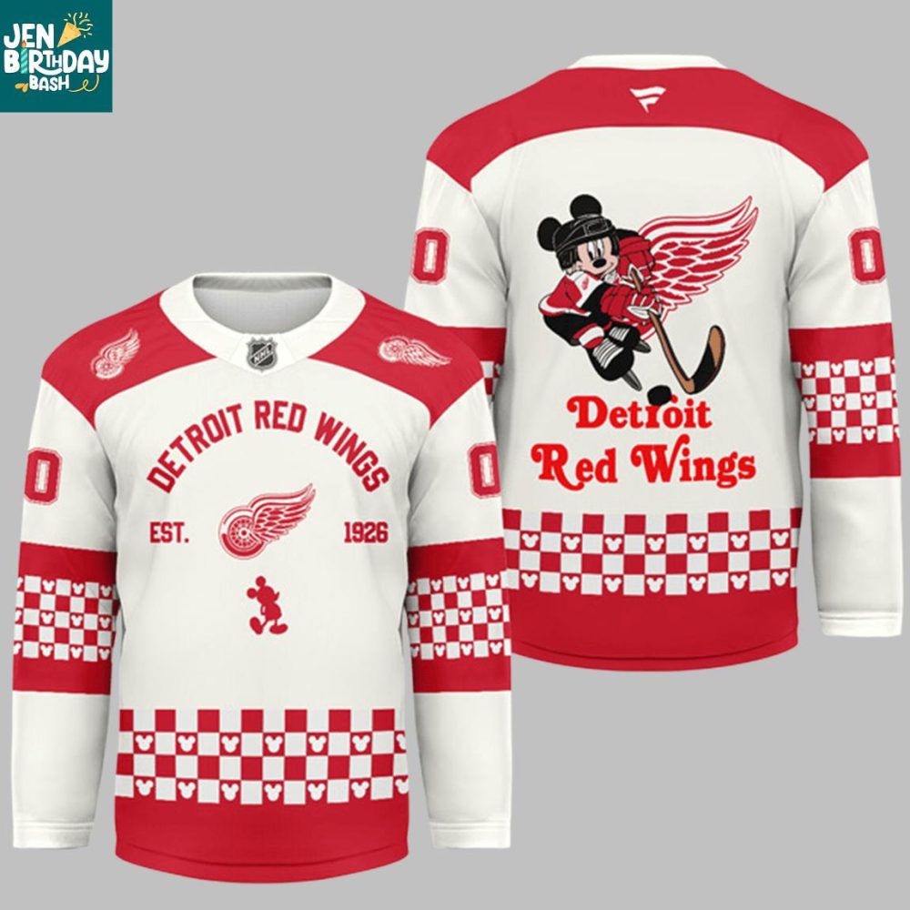 Detroit Red Wings X Disney Mickey 2026 Crossover Personalized Hockey Jersey