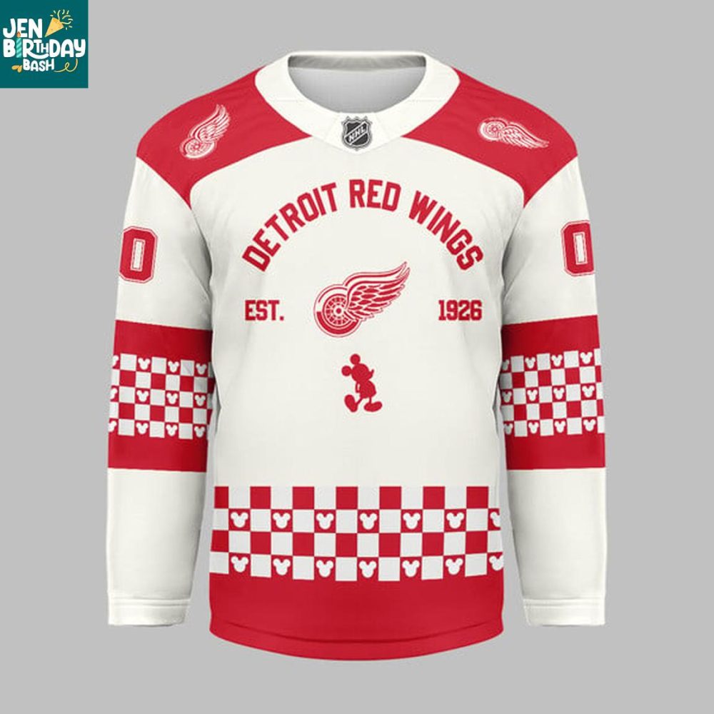 Detroit Red Wings X Disney Mickey 2026 Crossover Personalized Hockey Jersey