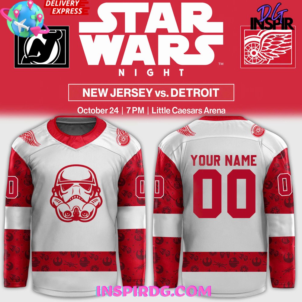 Detroit Red Wings X Star Wars Night 2024 Custom Hockey Jersey