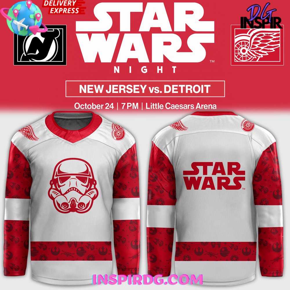 Detroit Red Wings X Star Wars Night 2024 Hockey Jersey