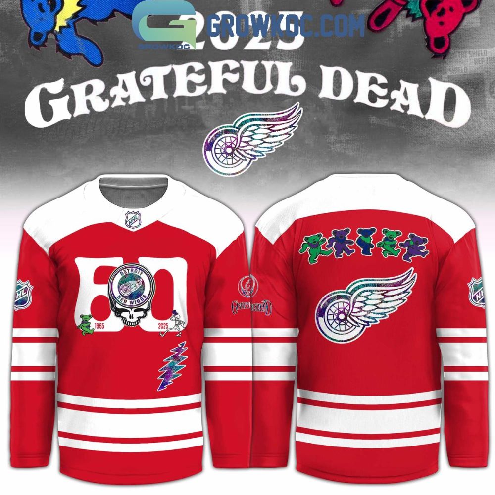 Detroit Red Wingss X Grateful Dead 60 Years Hockey Jersey