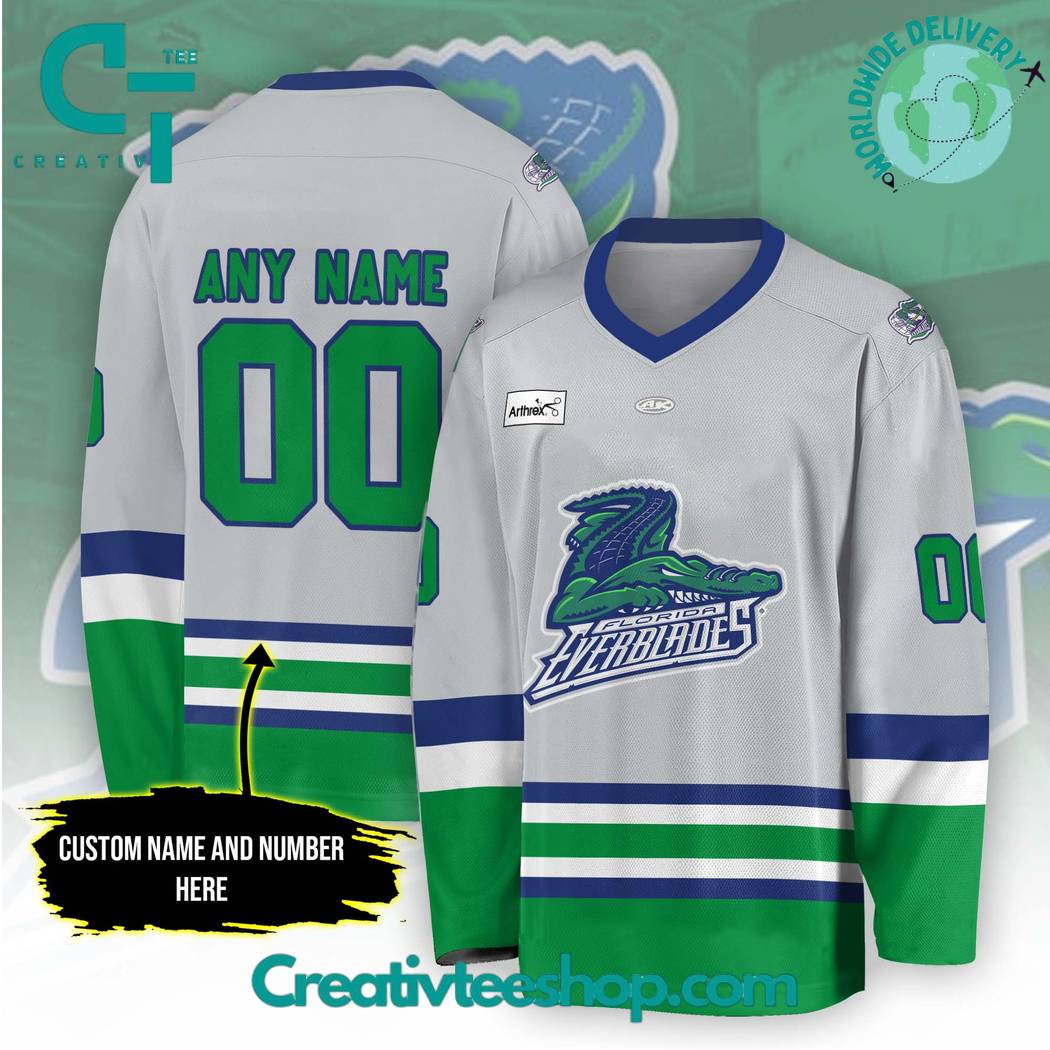 Echl Florida Everblades Grey Hockey Jersey
