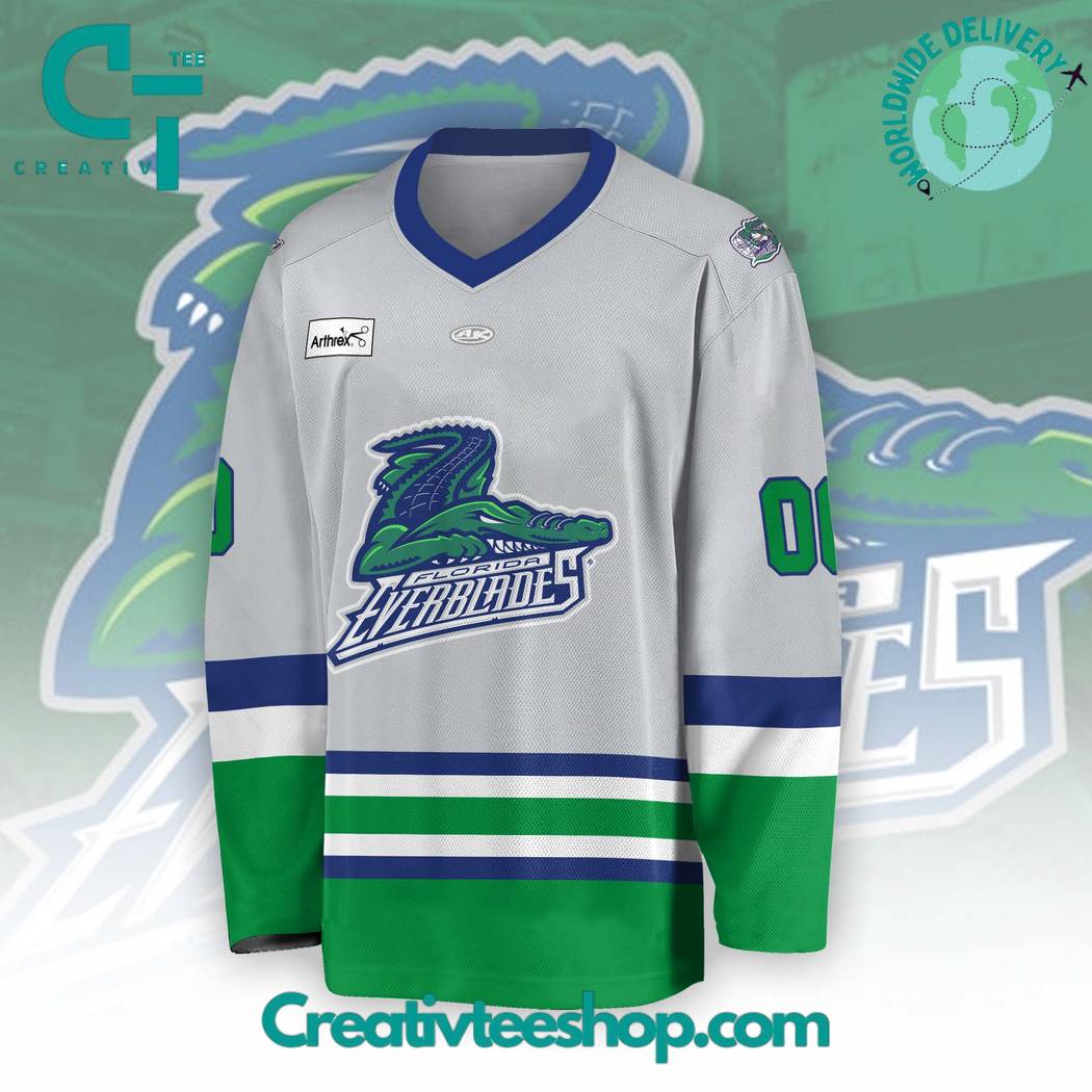 Echl Florida Everblades Grey Hockey Jersey