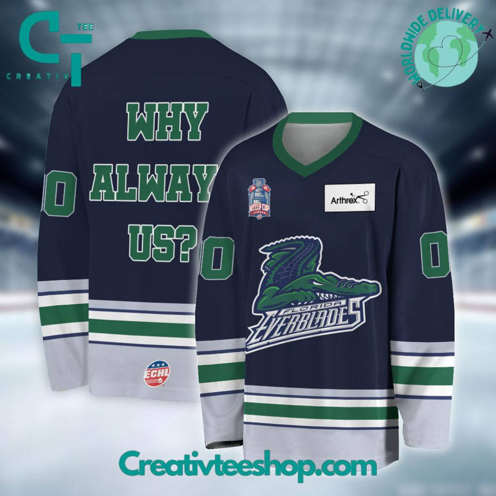 Echl Florida Everblades Why Always Us Navy Hockey Jersey