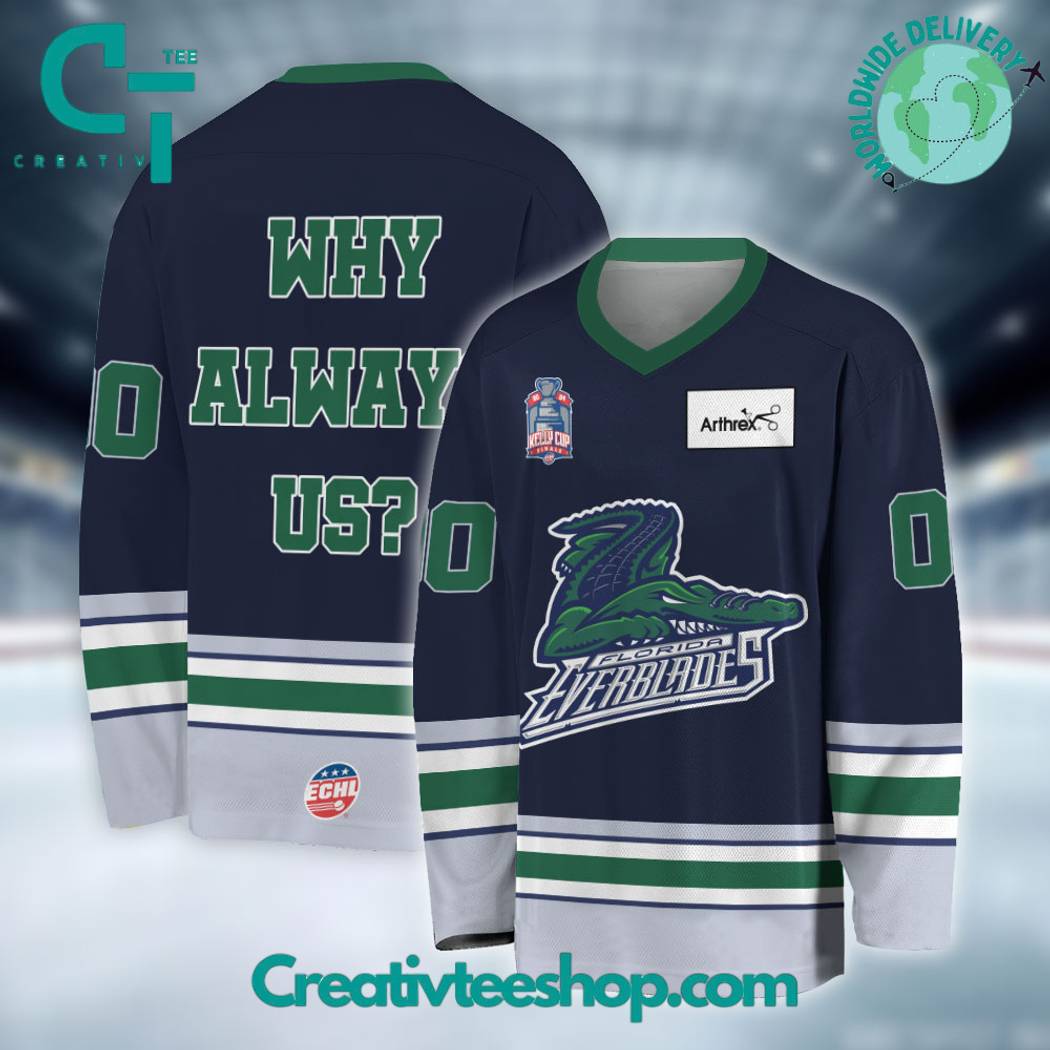 Echl Florida Everblades Why Always Us Navy Hockey Jersey