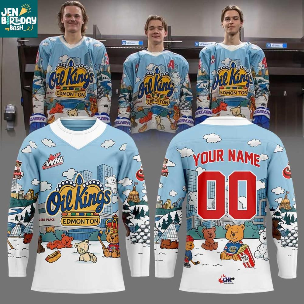 Edmonton Oil Kings 2025 Teddy Bear Toss Christmas Personalized Hockey Jersey