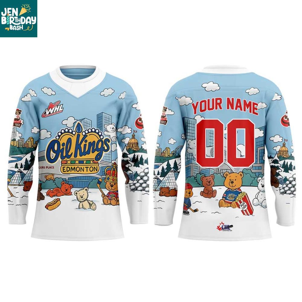 Edmonton Oil Kings 2025 Teddy Bear Toss Christmas Personalized Hockey Jersey