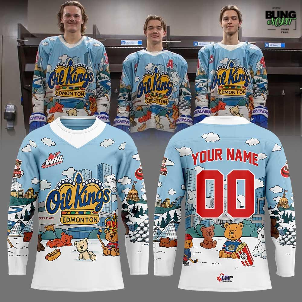 Edmonton Oil Kings Teddy Bear Toss Special Hockey Jersey