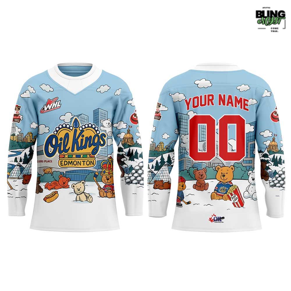 Edmonton Oil Kings Teddy Bear Toss Special Hockey Jersey