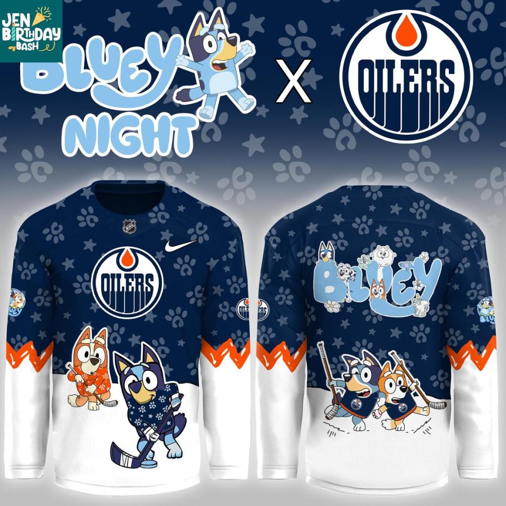 Edmonton Oilers Bluey Christmas Night 2025 Gameday Personalized Hockey Jersey