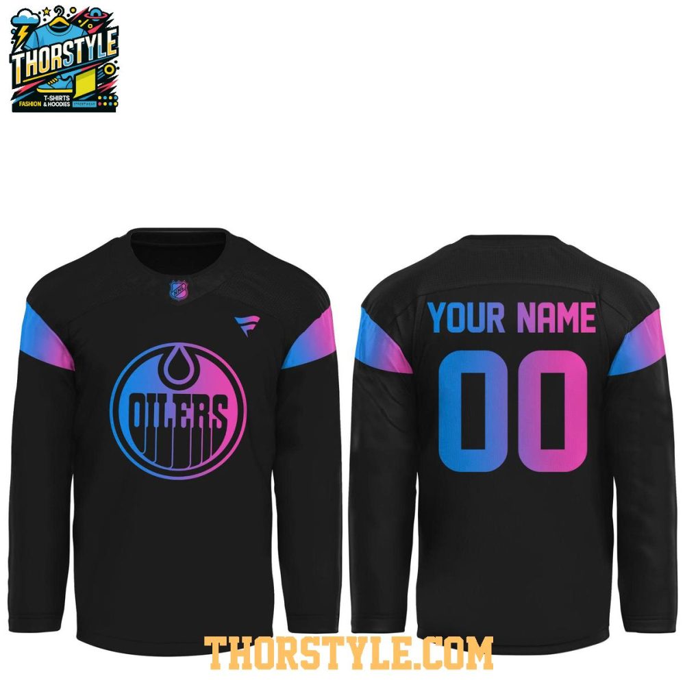 Edmonton Oilers Cyberpunk 2026 Warm Up Game Personalized Hockey Jersey