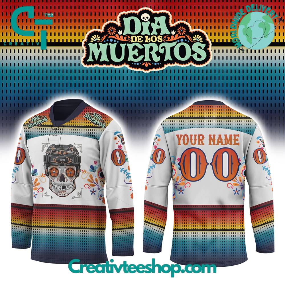 Edmonton Oilers Dia De Los Muertos Hockey Jersey
